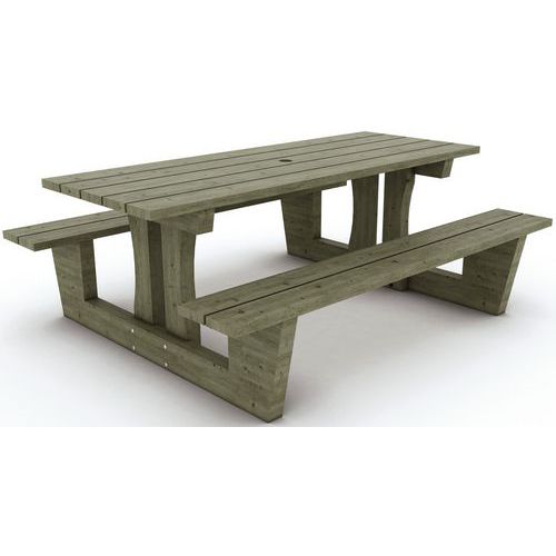 Mobextan - Table-banc Queffen 200x150x75 cm - Pin - 10 Places - Éco-responsable - PEFC