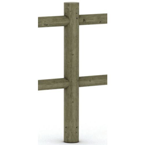 Mobextan - Poteau Normandie Bois Pin Ø 14 cm H200 cm - 2 Lisses - Garantie 10 ans