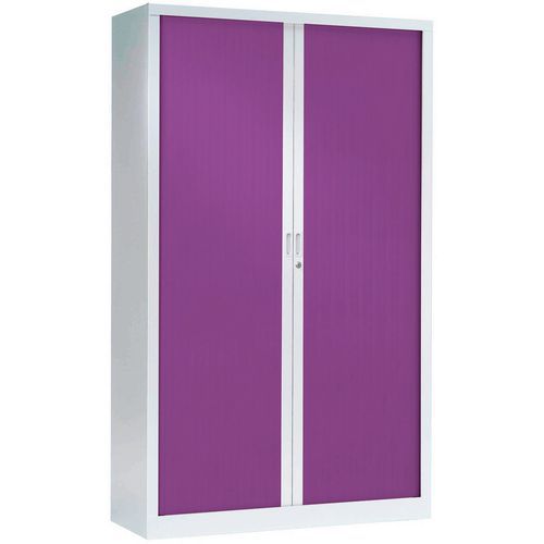 Armoire Haute 120 X 198 Cm Corps Blanc 9010 Rideaux Prune