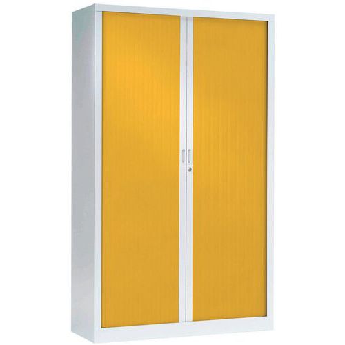 Armoire Haute 120 X 198 Cm Corps Blanc 9010 Rideaux Jaune