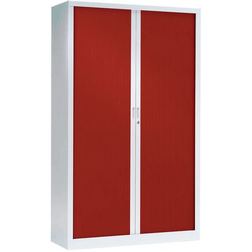 Armoire Haute 120 X 198 Cm Corps Blanc 9010 Rideaux Rouge