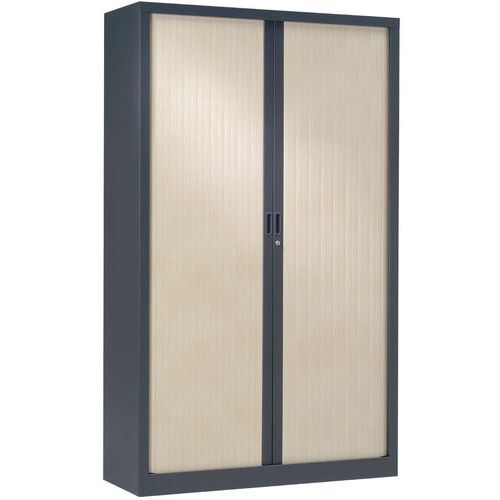 Armoire Haute 120x198 Cm Corps Anthracite 7016 Rideaux Erable