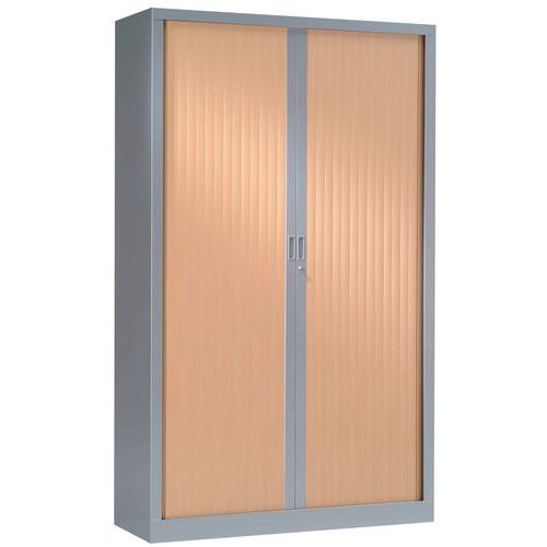 Armoire Haute 120x198 Cm Corps Aluminium 9006 Rideaux Hêtre