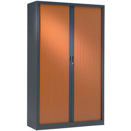 Armoire Haute 100x198 Cm Corps Anthr. 7016 Rideaux Merisier