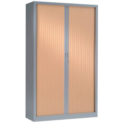 Armoire Haute 100x198 Cm Corps Aluminium 9006 Rideaux Hêtre