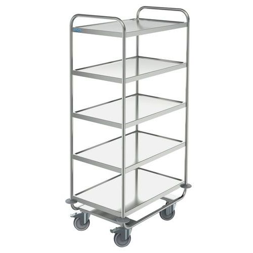 Chariot De Service Inox - 5 Plateaux 800 X 500 Mm - Capacité 200 Kg