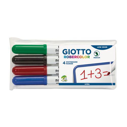 Pochette 4 feutres effaçables à sec Robercolor Giotto pointe ogive moyenne thumbnail image 1