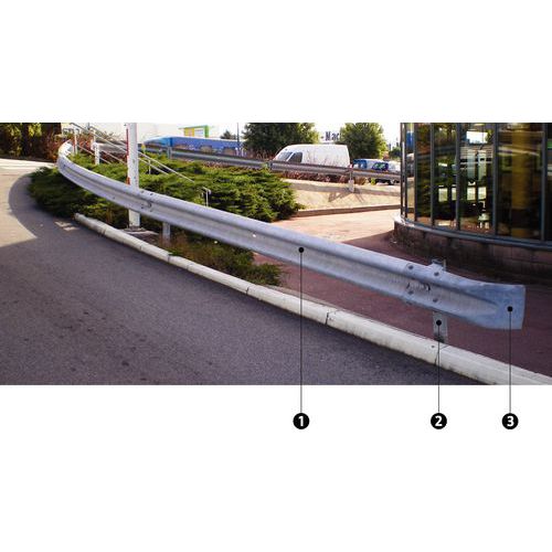 1 - rail de sécurité2 - poteau3 - embout queue de carpe 1 - rail de sécurité2 - poteau3 - embout queue de carpe