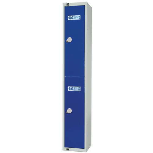 Elite Guard - Casier EPI 2 niveaux - Acier Gris/Bleu 1800x300x300mm - Serrure à came, Traitement antibactérien