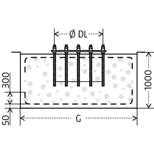 Ø DL - base ØG - plaque de fixation longueur Ø DL - base ØG - plaque de fixation longueur