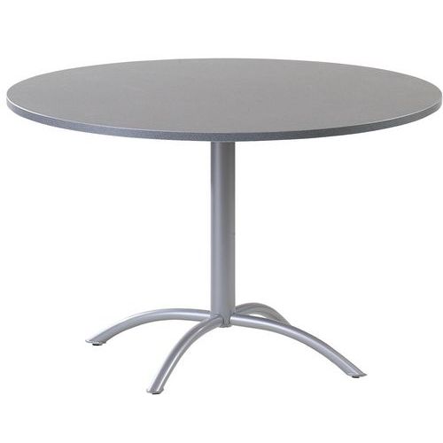 Perfecta - Table de réunion ronde 120cm Gris - 4 personnes - Design central en acier - Mobilier bureau