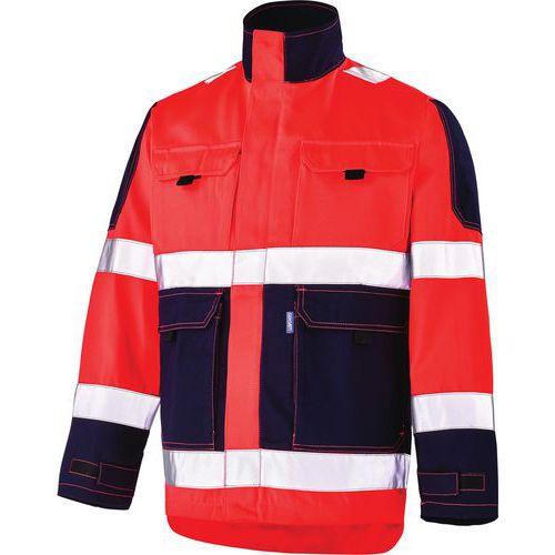 Blouson Fluo Tech 9282 - Rouge Fluo / Bleu Foncé - 4