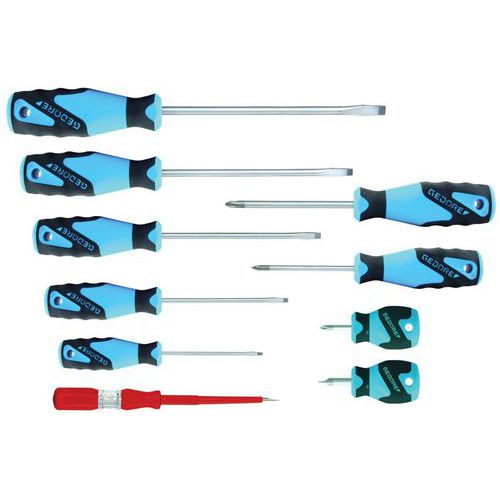 Gedore - Jeu 10 tournevis Fente et Phillips - Manche 3C2150-2160PH-010 - Outillage à main professionnel