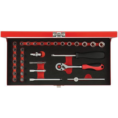 Jeu Douilles 1/4 4-13mm 33 Pièces R49004033red