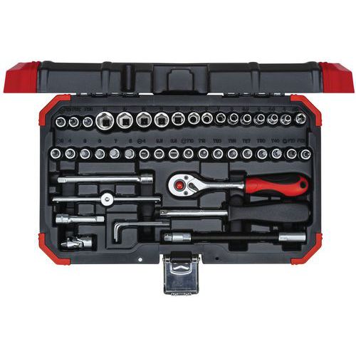 Jeu Douilles 1/4 4-14mm 46 Pièces R49003046red
