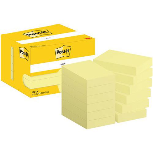 Post-it - Notes Adhésives Jaunes 51x76mm - Lot de 12 Blocs - 100 Feuilles/Bloc - Idéal Bureau et Organisation
