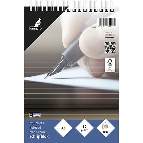 Lot de 5 - Bloc-notes Fastprint - Lignes L:21 Cm H:14.8 Cm