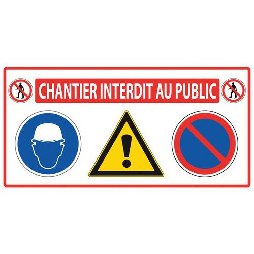 Mondelin - Panneau de signalisation interdiction 4 en 1 rigide rectangle - Sécurité ISO 7010 non