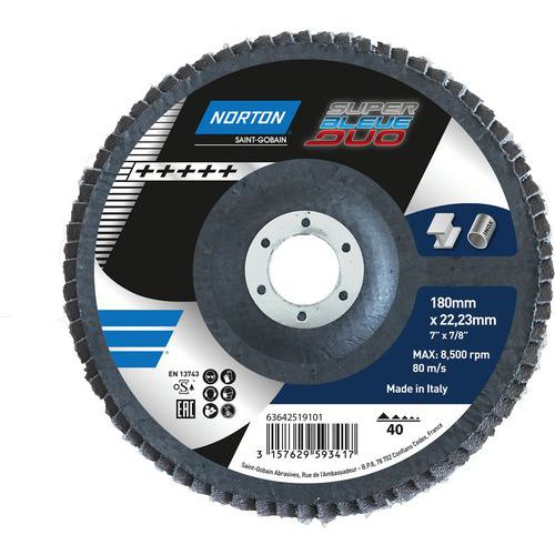 Disque à Lamelles Super Bleue Sb Duo Ø180x22mm Grain 40
