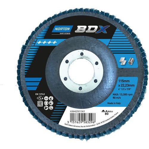 Disque à Lamelles Bdx Ø115x22mm Grain 80 Support Fibre De Verre