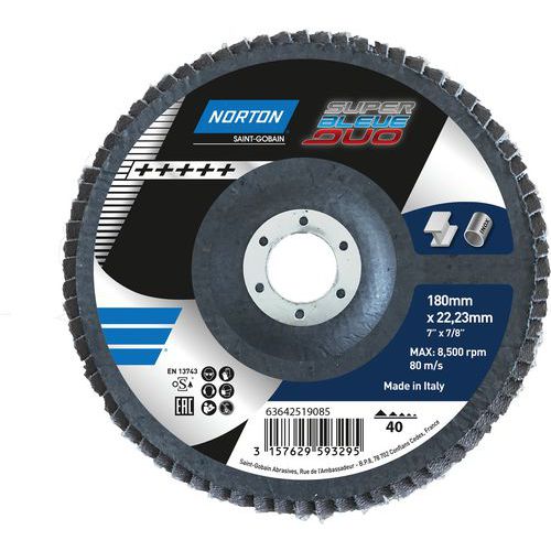 Disque à Lamelles Bombé Super Bleue Sb Duo Ø180x22mm Grain 40