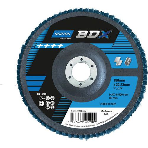 Disque à Lamelles Bombé Bdx Ø180x22mm Grain 40 Support Fibre De Verre