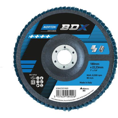 Disque à Lamelles Bombé Bdx Ø180x22mm Grain 80 Support Fibre De Verre