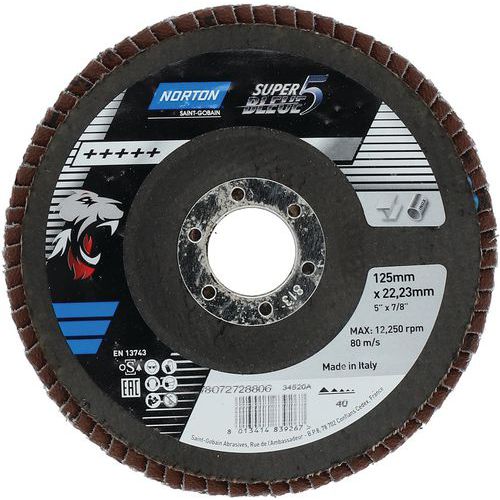 Disque à Lamelles Bombé Sb5 Ø125x22mm Grain 40