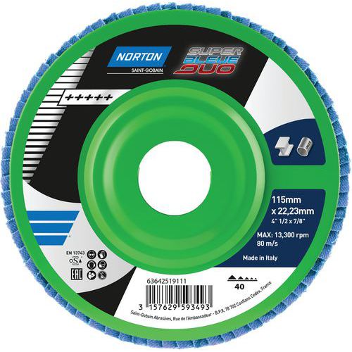 Disque à Lamelles Renforcé Super Bleue Sb Duo Ø115x22mm Grain 40