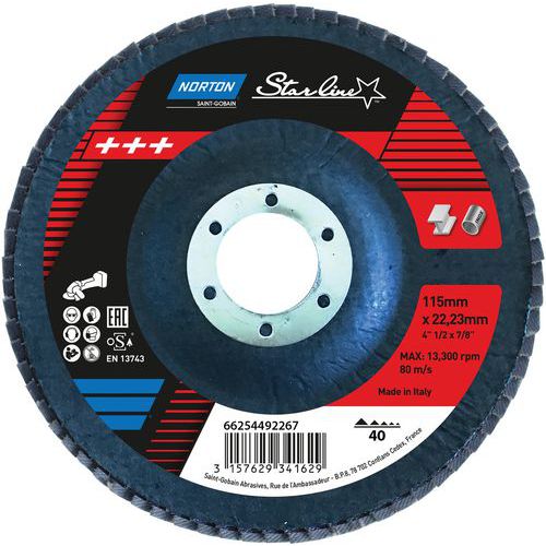 Disque à Lamelles Starline Ø115x22mm R842mm Grain 40 Eu