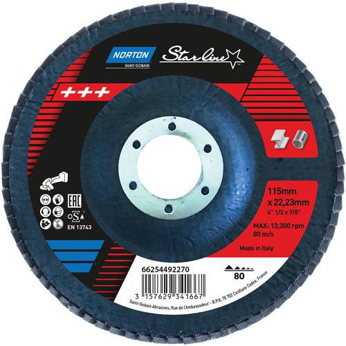 Disque à Lamelles Starline Ø115x22mm R842mm Grain 80 Eu