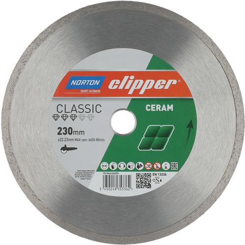 Disque Diamant Norton Clipper Pour Céramique - 200 Mm - Alésage 30/25,4 Mm