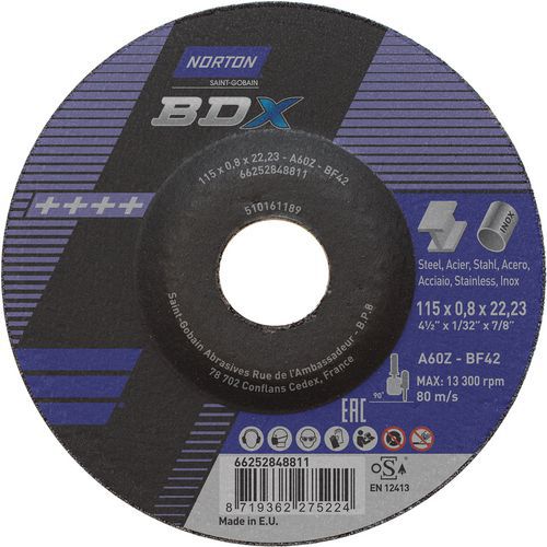 Meule De Tronçonnage à Moyeu Déporté Bdx Métal/inox Ø115x08x2223mm