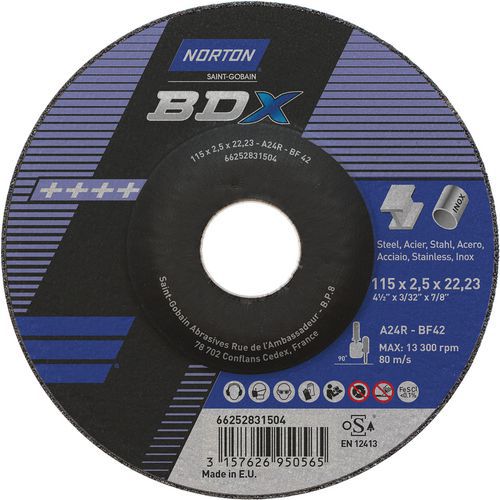 Meule De Tronçonnage à Moyeu Déporté Bdx Métal/inox Ø115x2.5x2223mm