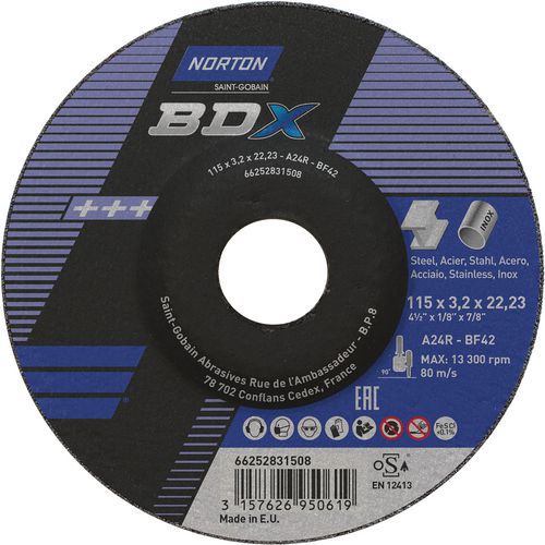 Meule De Tronçonnage à Moyeu Déporté Bdx Métal/inox Ø115x3.2x2223mm