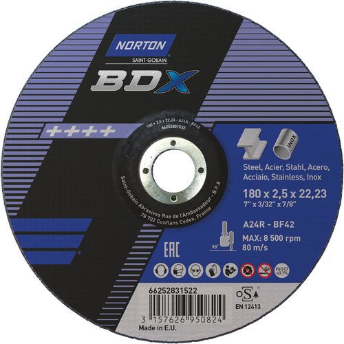 Meule De Tronçonnage à Moyeu Déporté Bdx Métal/inox Ø180x2.5x2223mm