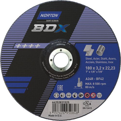 Meule De Tronçonnage à Moyeu Déporté Bdx Métal/inox Ø180x3.2x2223mm