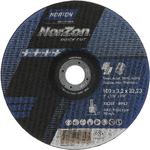 Meule Tronçonnage à Moyeu Déporté Quickcut Métal/inox Ø180x3.2x2223mm