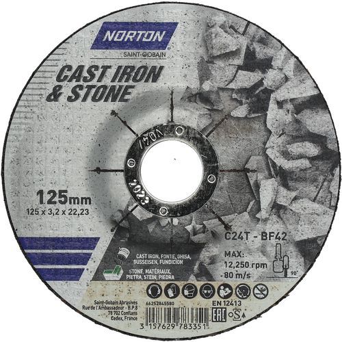 Meule De Tronçonnage à Moyeu Déporté Fonte Et Pierre Ø125x32x2223mm