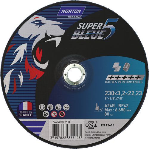 Meule De Tronçonnage Moyeu Déporté Sb5 Métal/inox Ø230x3.2x2223mm