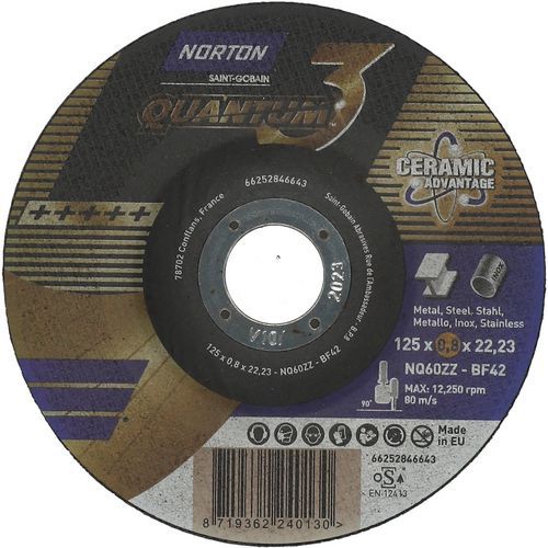 Meule De Tronçonnage Moyeu Déporté Quantum 3 Ø125x0.8x2223mm T42