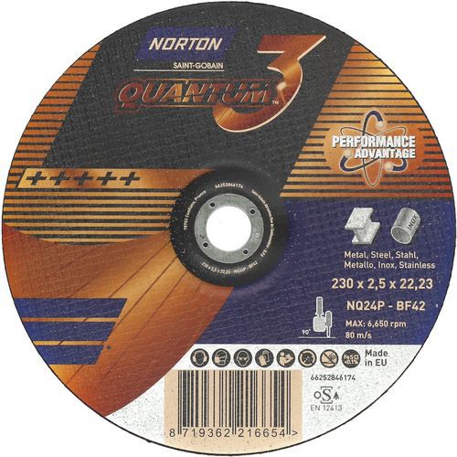 Meule De Tronçonnage Moyeu Deporté Quantum 3 Ø230x2.5x2223mm T42