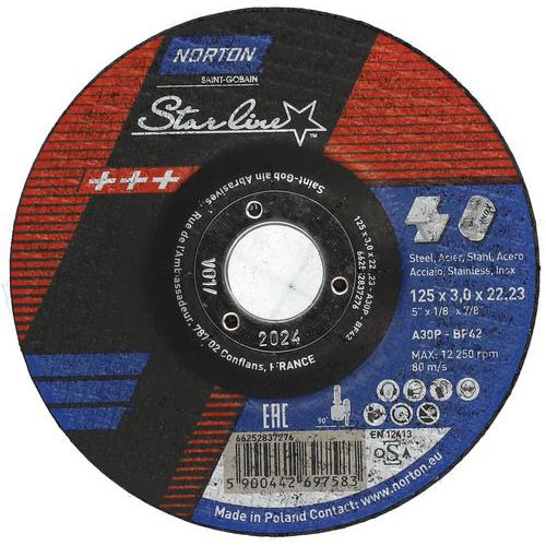 Meule De Tronçonnage Moyeu Déporté Starline Ø125x3.0x2223mm T42