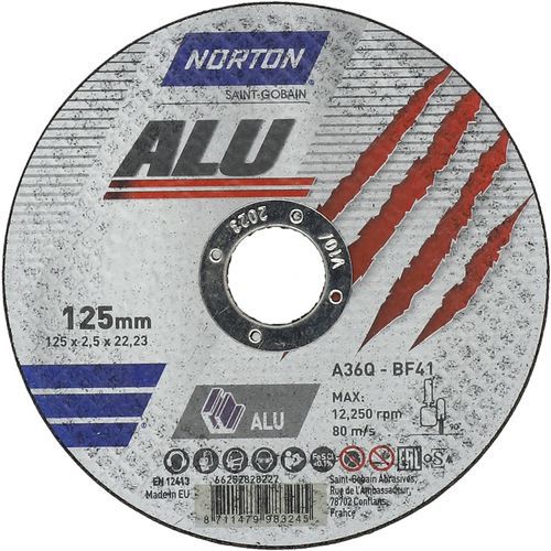 Meule De Tronçonnage Plate Aluminium Ø125x2.5x22.23mm