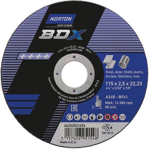 Meule De Tronçonnage Plate Bdx Métal/inox Ø115x2.5x2223mm