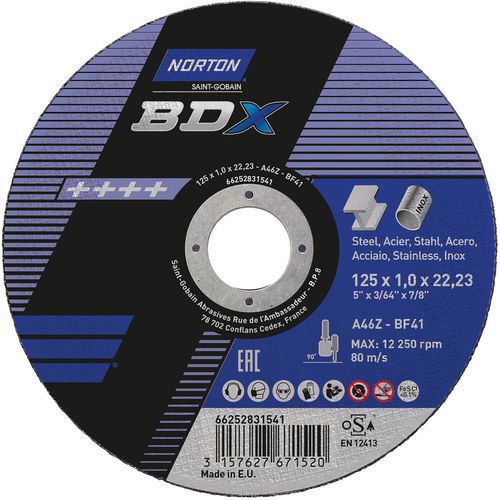 Meule De Tronçonnage Plate Bdx Métal/inox Ø125x1x2223mm