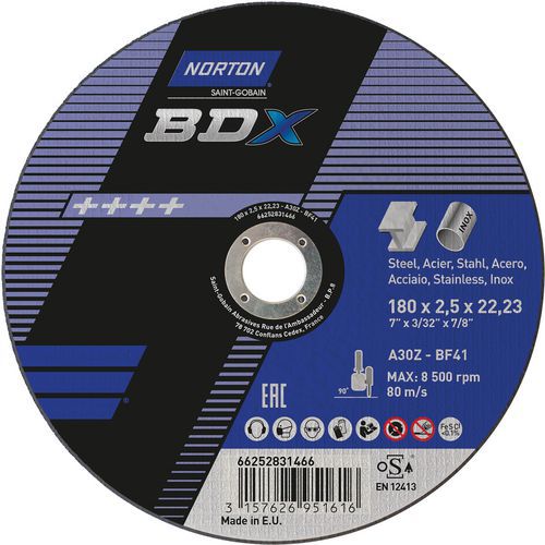 Meule De Tronçonnage Plate Bdx Métal/inox Ø180x2.5x2223mm