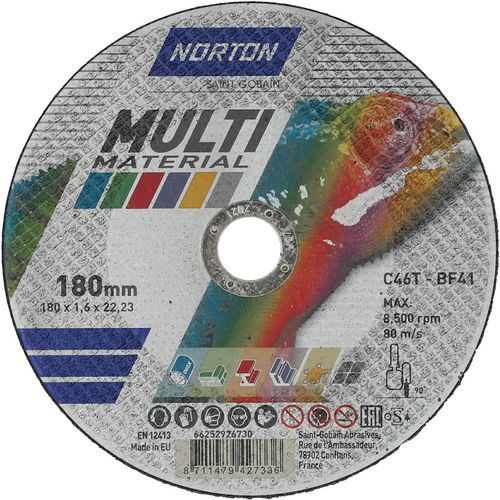 Meule De Tronçonnage Plate Multi Matériaux Ø180x1.6x2223mm