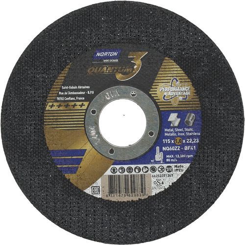 Meule De Tronçonnage Plate Quantum 3 Ø115x1.0x2223mm T41