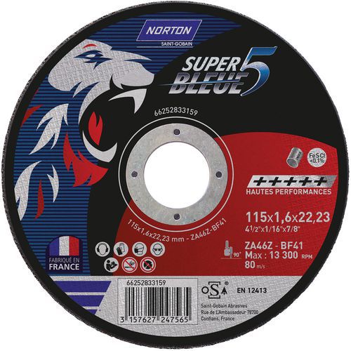 Meule De Tronçonnage Plate Sb5 Inox Ø115x1.6x2223mm